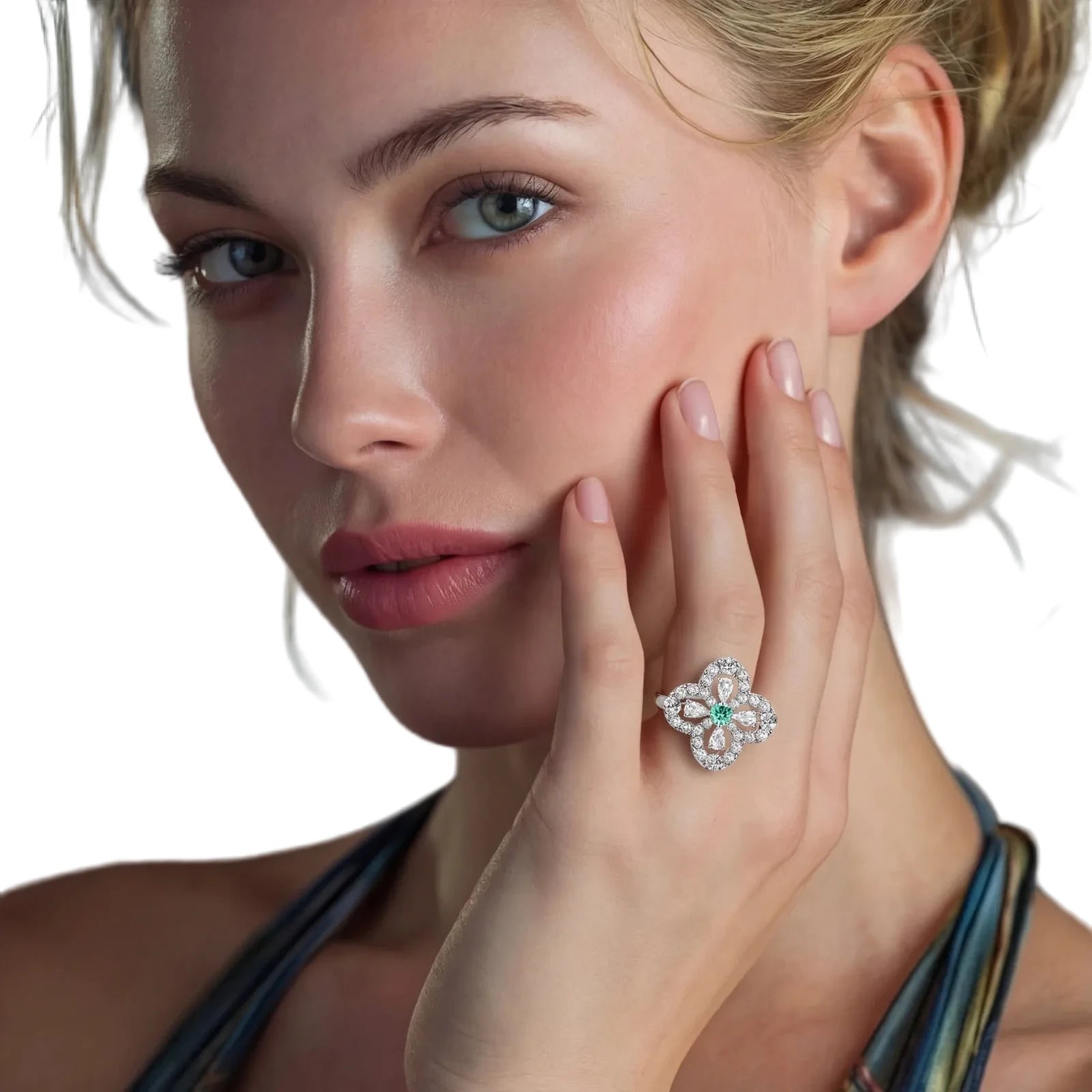 Lucky Charm Clover Moissanite Ring