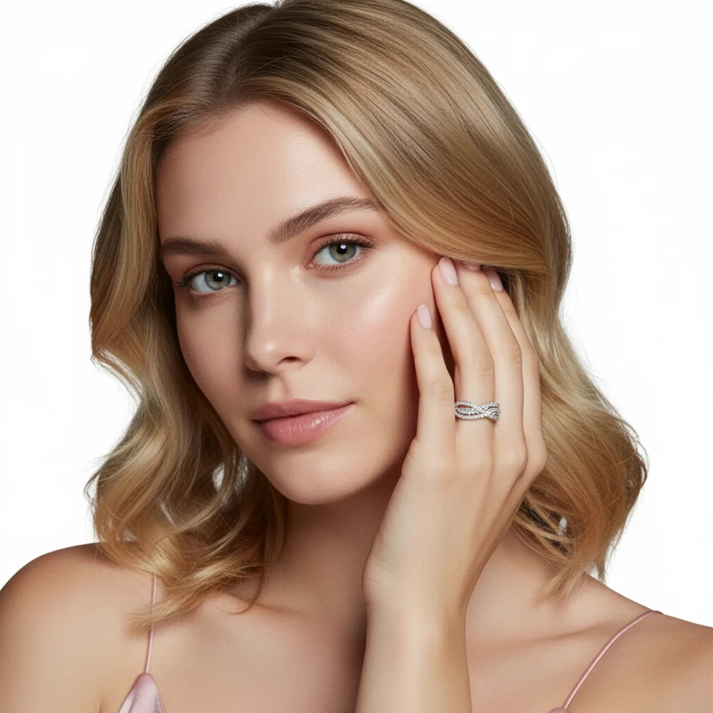 Infinity Crossover Moissanite Ring