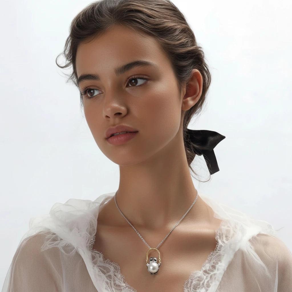 Wise Owl Pearl Necklace