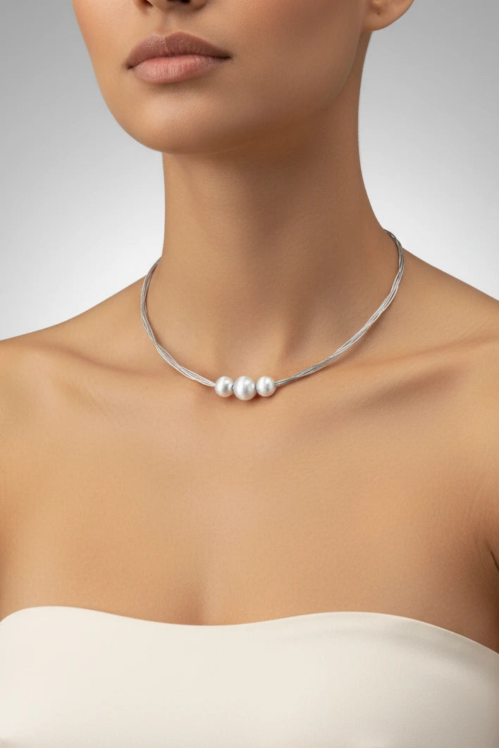 Silver Strand Layers Necklace