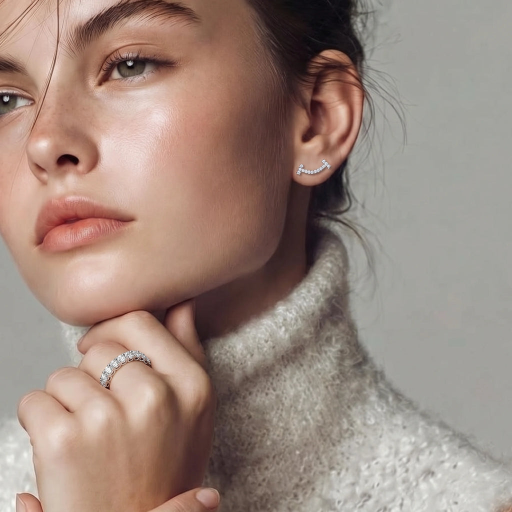 Cosmic Arc Climbers Moissanite Earrings
