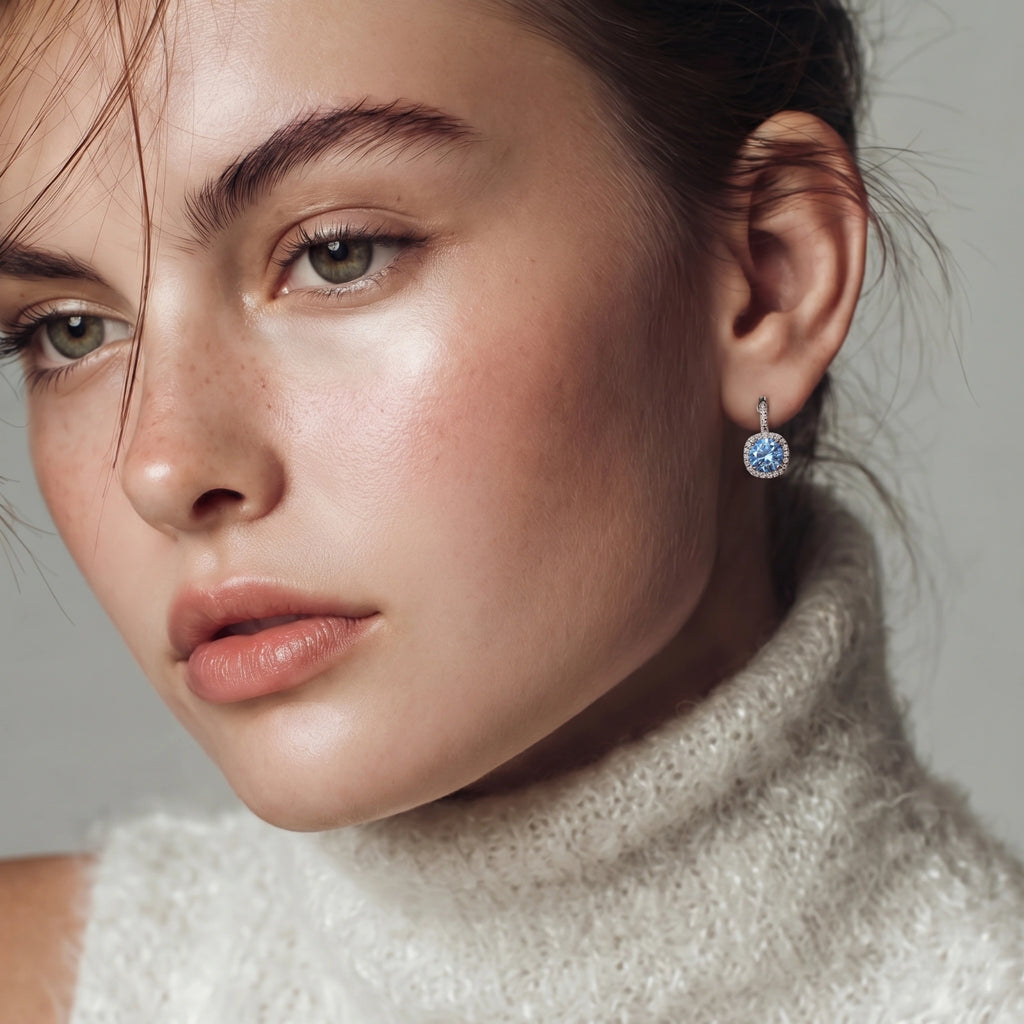 Celestial Halo Moissanite Drop Earrings