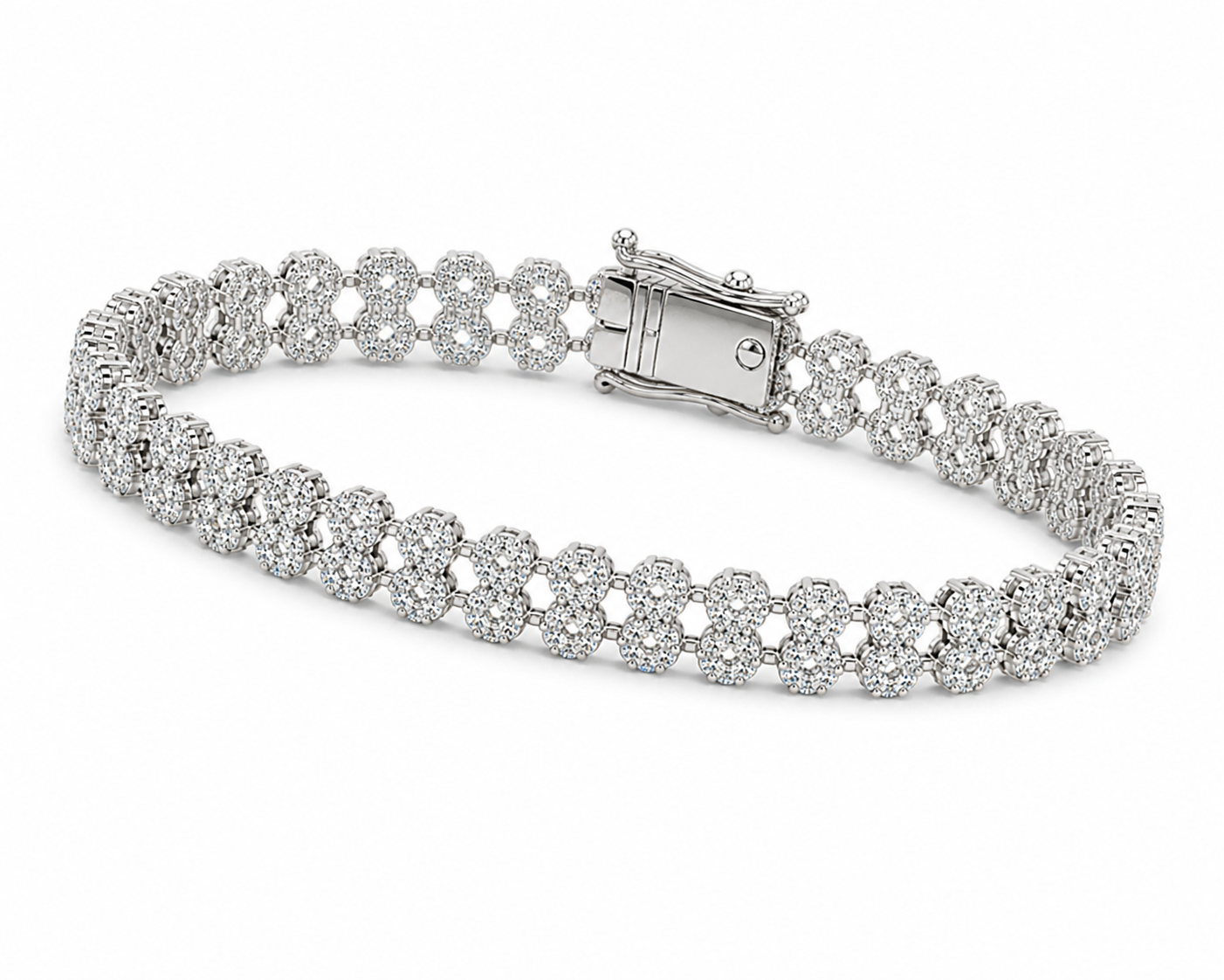 Double-Row Moissanite Cluster Tennis Bracelet