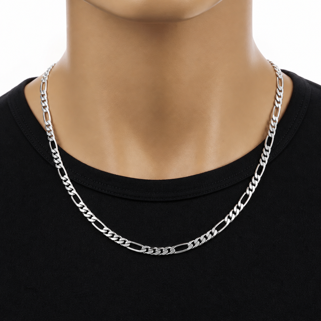 Silver Figaro Link Chain Necklace
