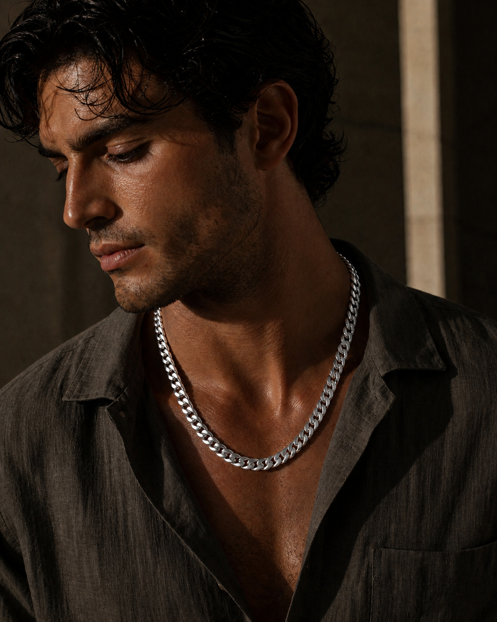 Silver Cuban Link Chain Necklace