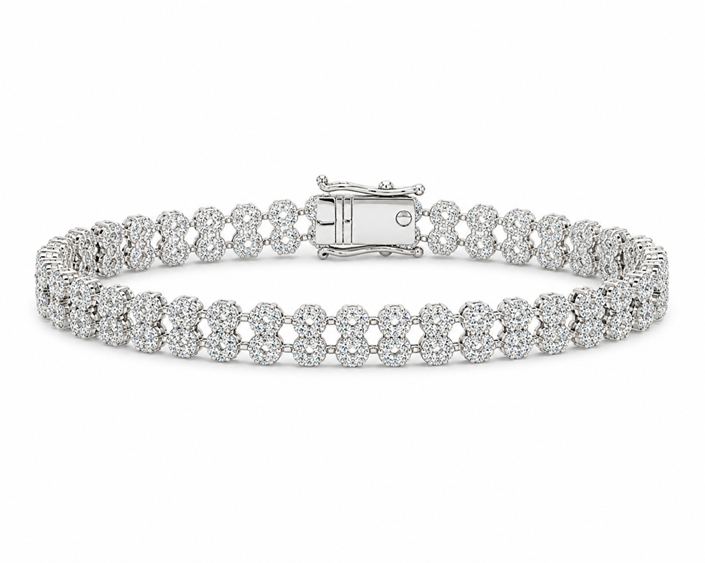 Double-Row Moissanite Cluster Tennis Bracelet