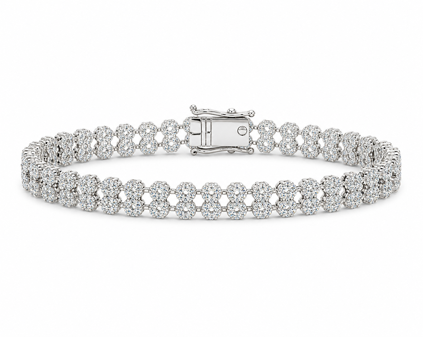Double-Row Moissanite Cluster Tennis Bracelet