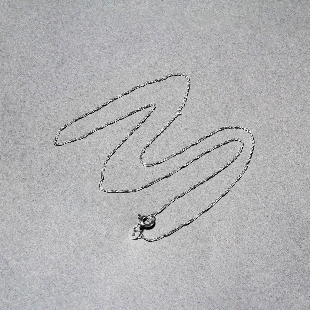 14k White Gold Singapore Chain 0.8mm (0.81 mm)