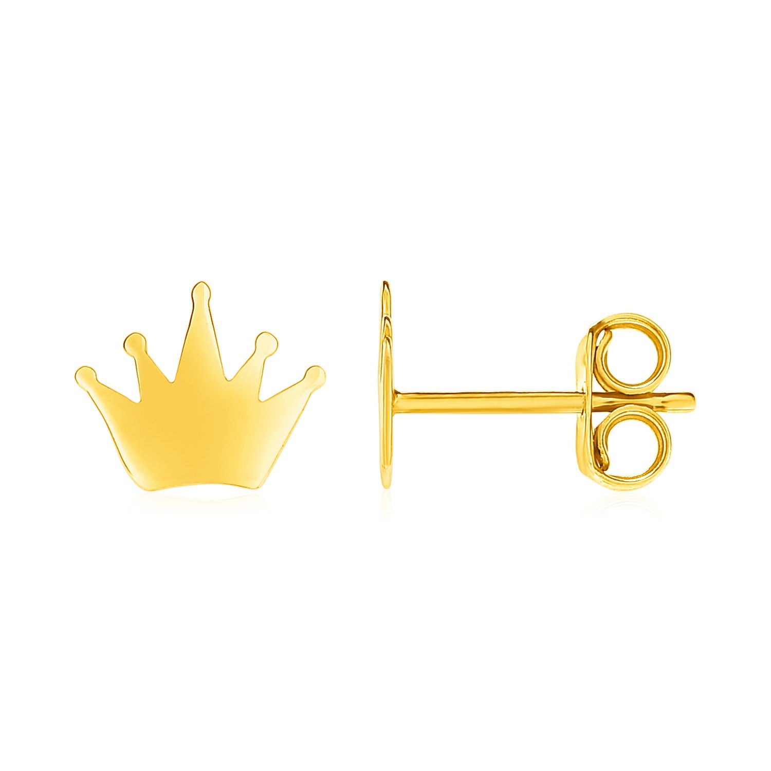 14k Yellow Gold Crown Earrings