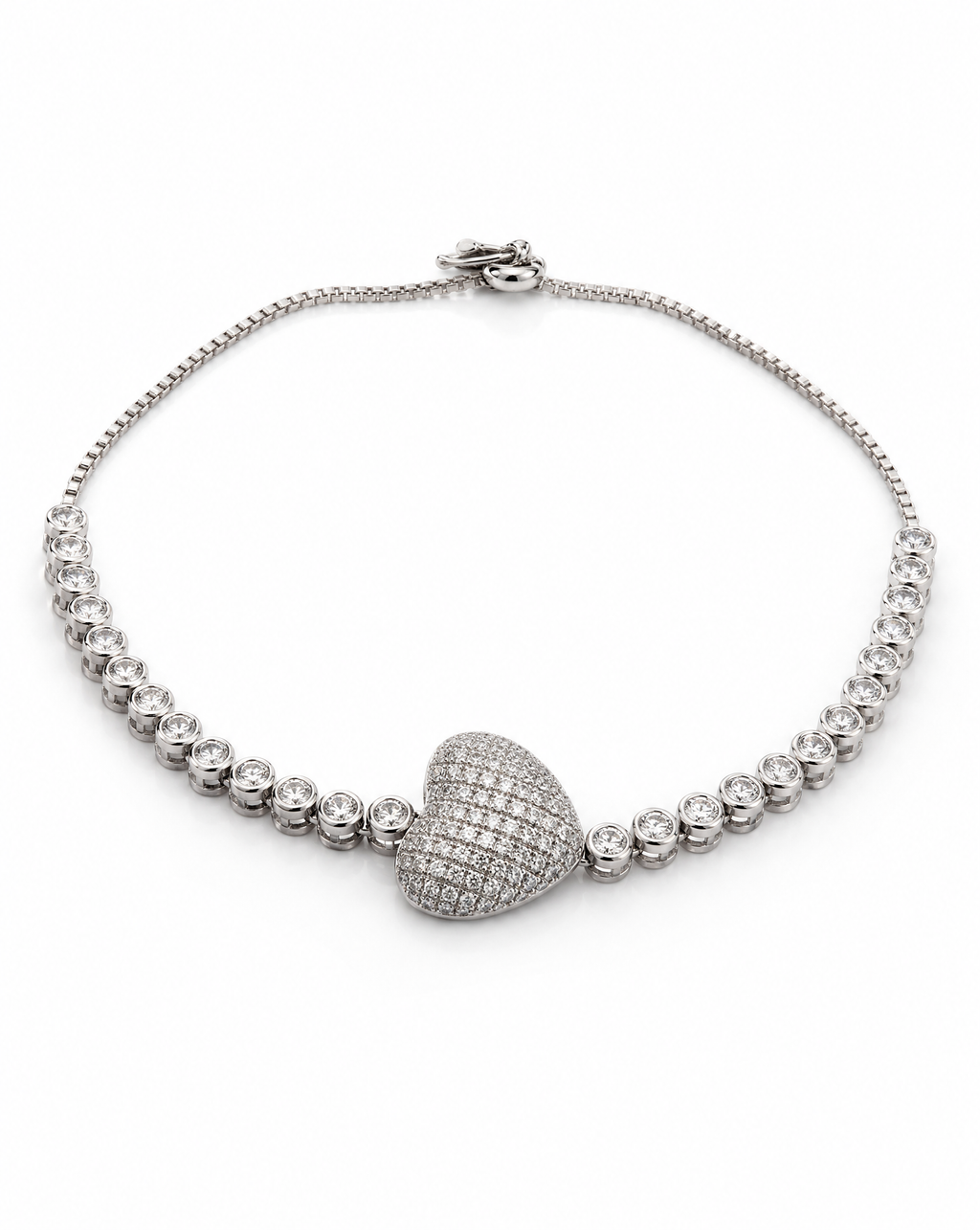 Heart Pavé Tennis Bracelet