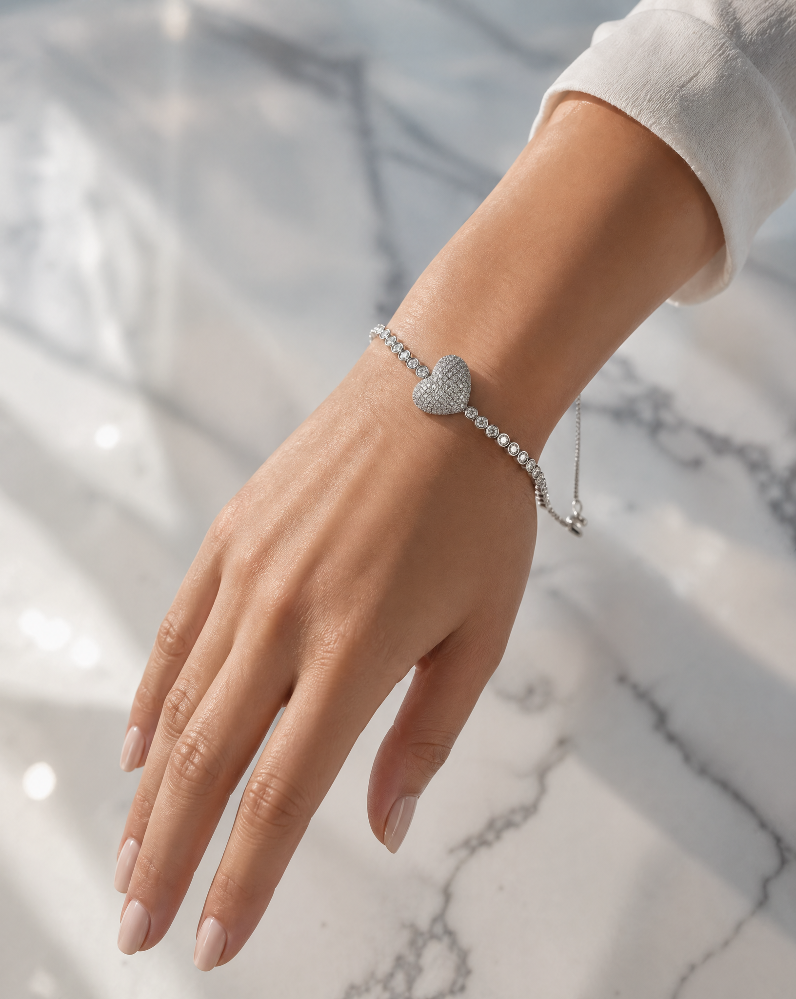 Heart Pavé Tennis Bracelet