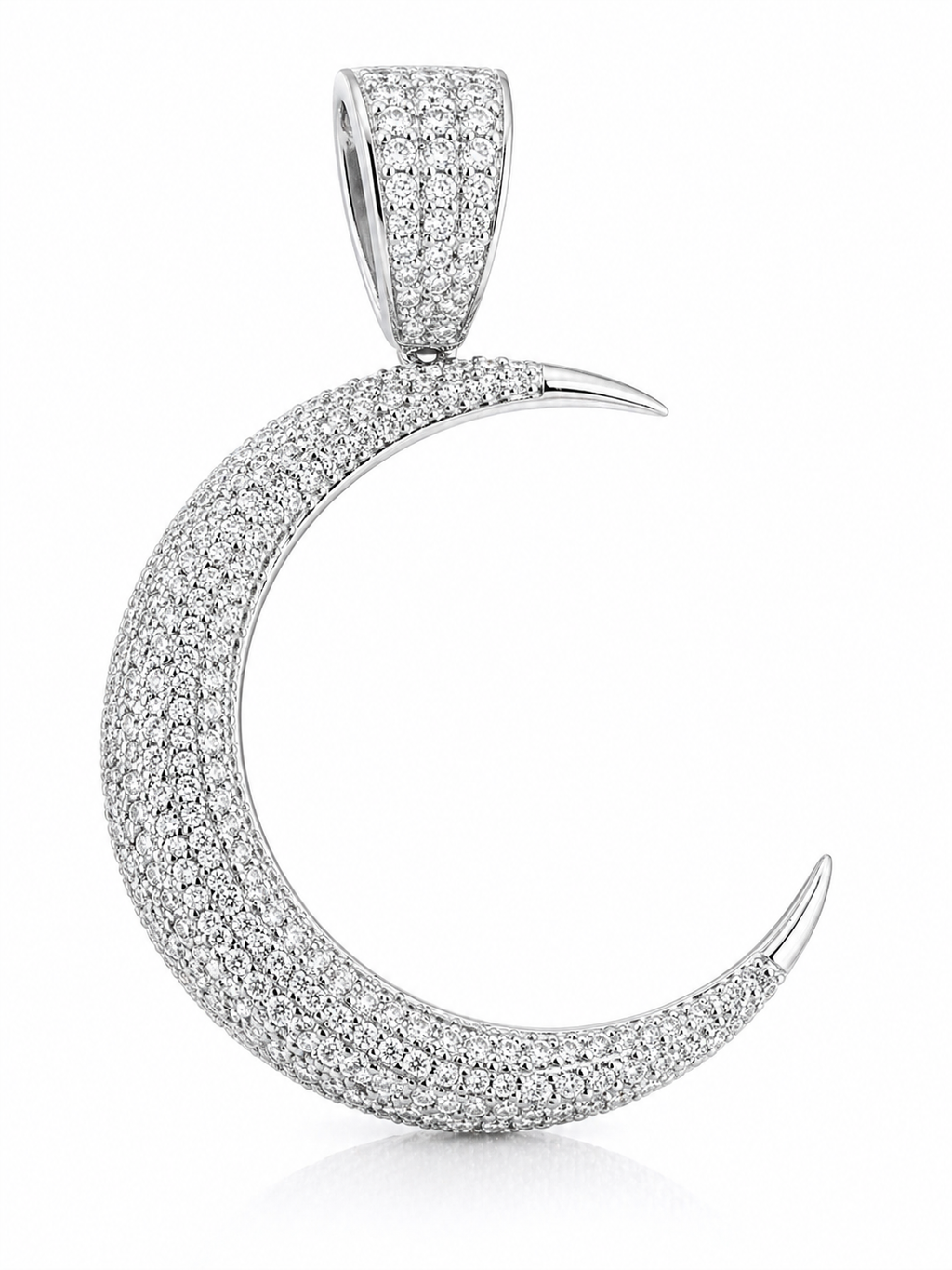 Iced Crescent Moon Pendant