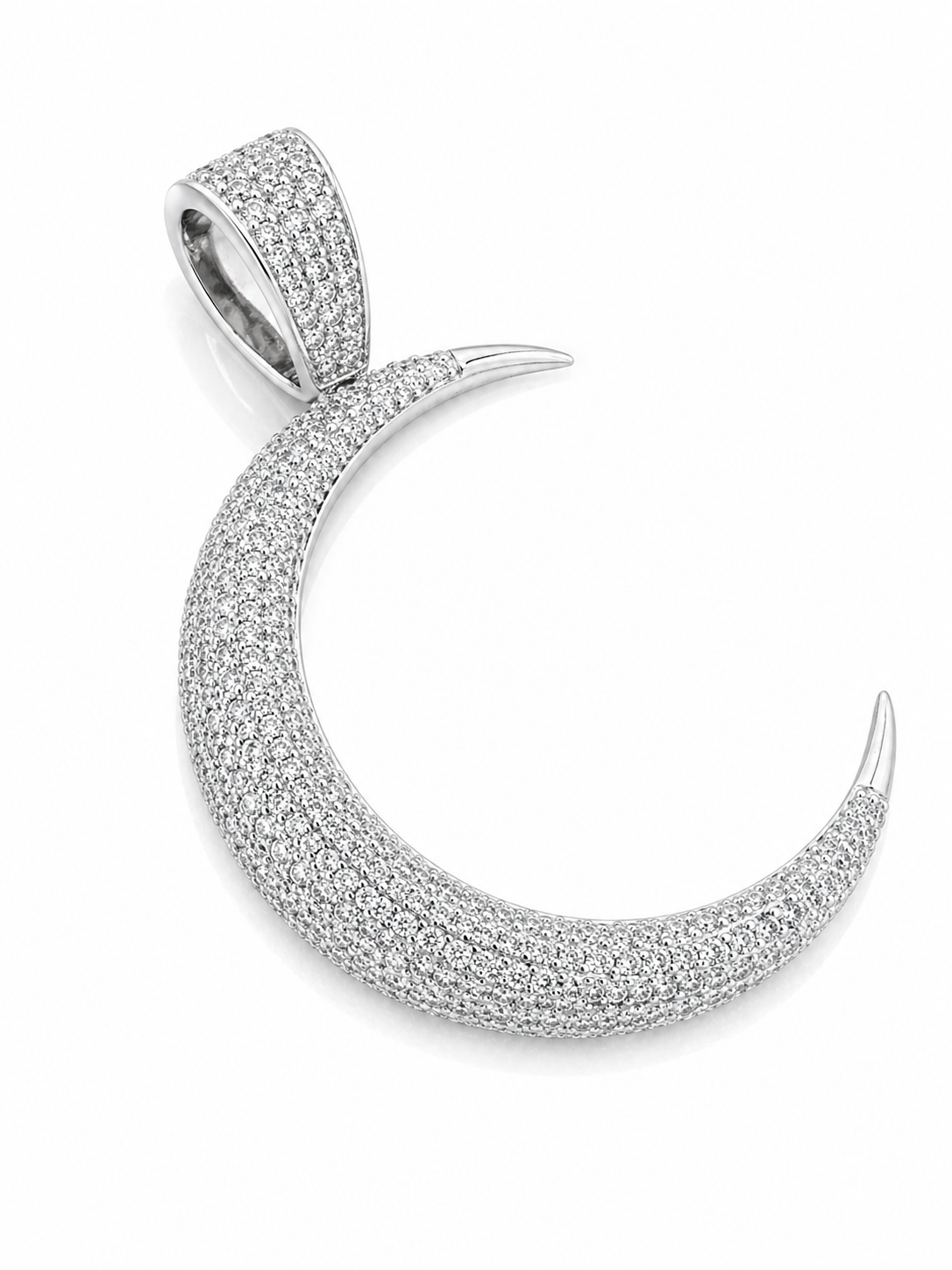 Iced Crescent Moon Pendant