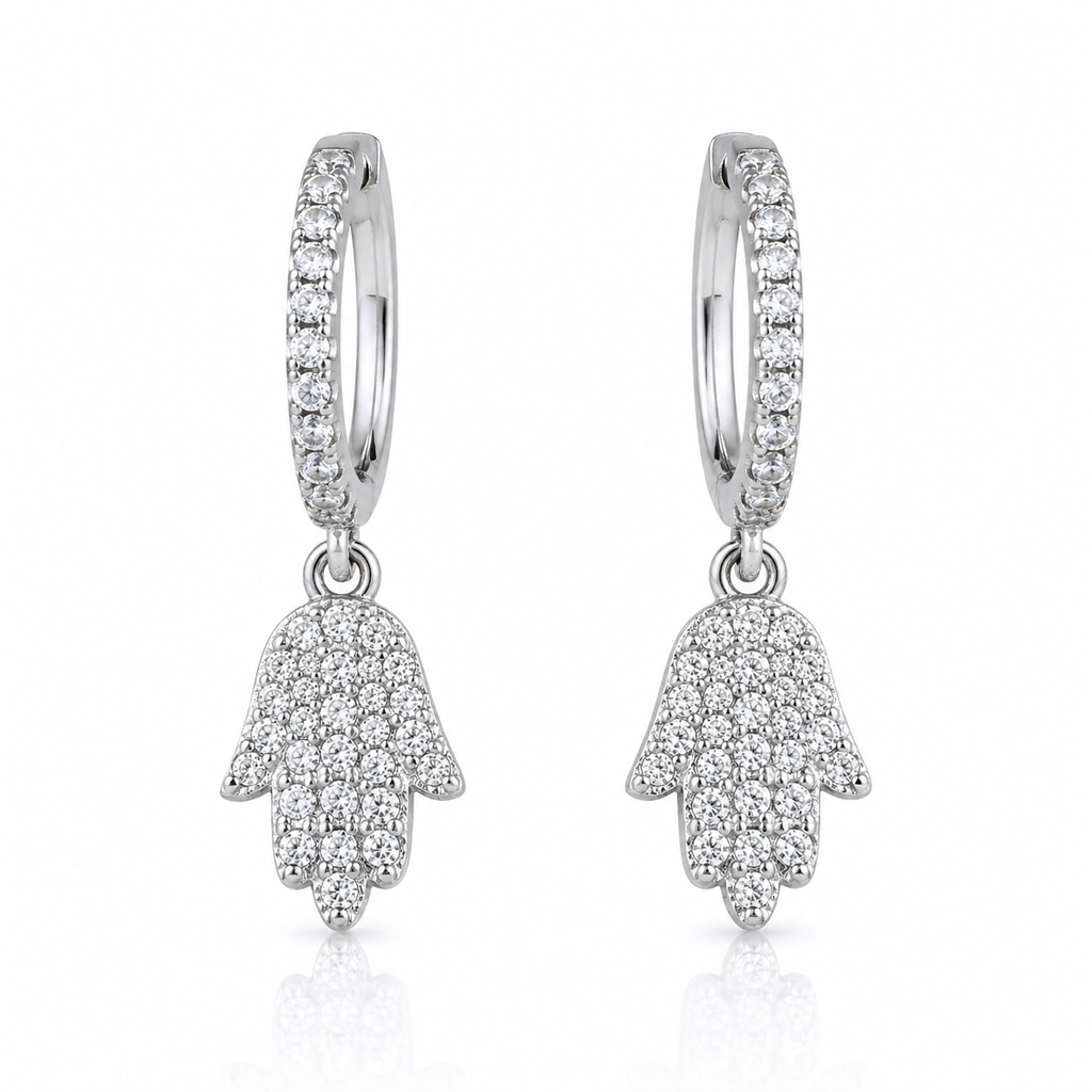 Iced Hamsa Hoop Earrings