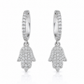 Iced Hamsa Hoop Earrings