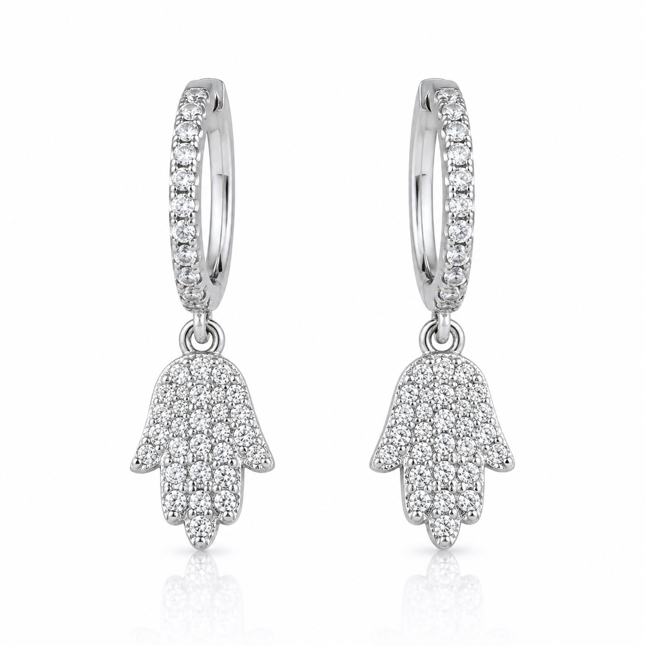 Iced Hamsa Hoop Earrings