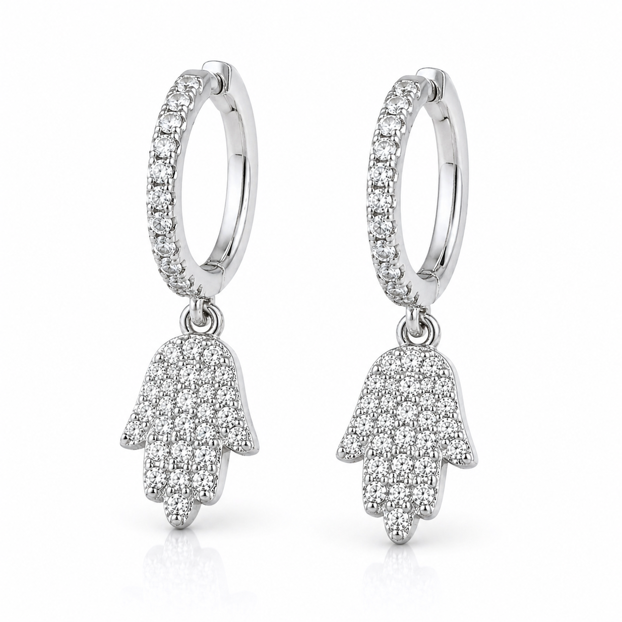 Iced Hamsa Hoop Earrings