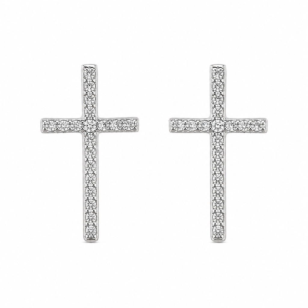 Eternal Pavé Cross Stud Earrings