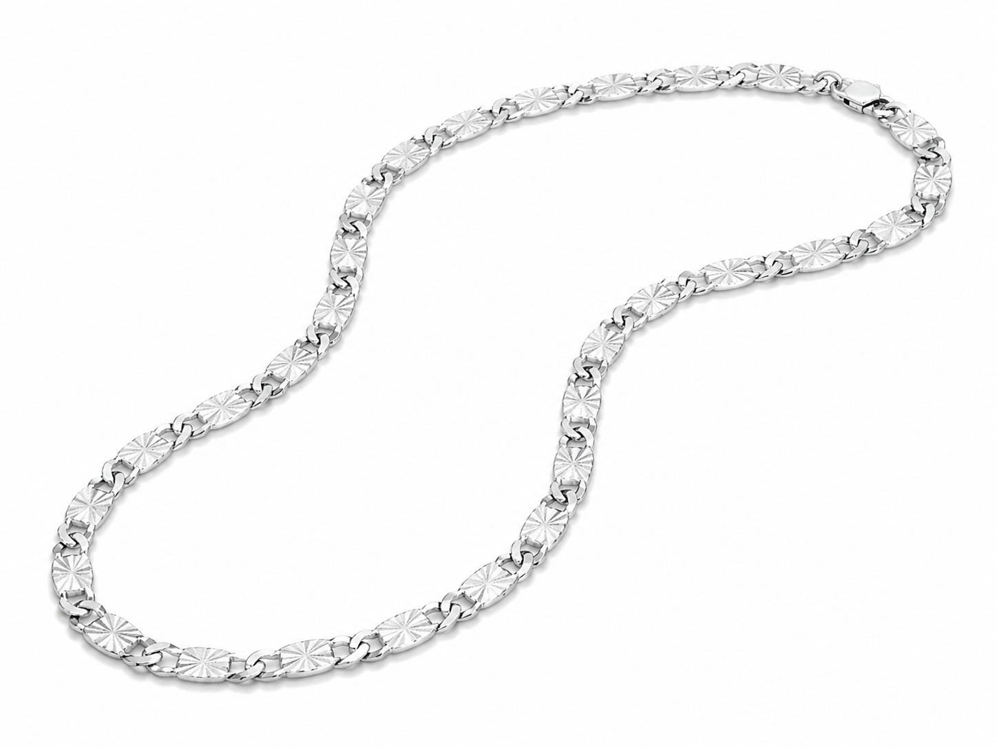 Starburst Engraved Figaro Chain Necklace