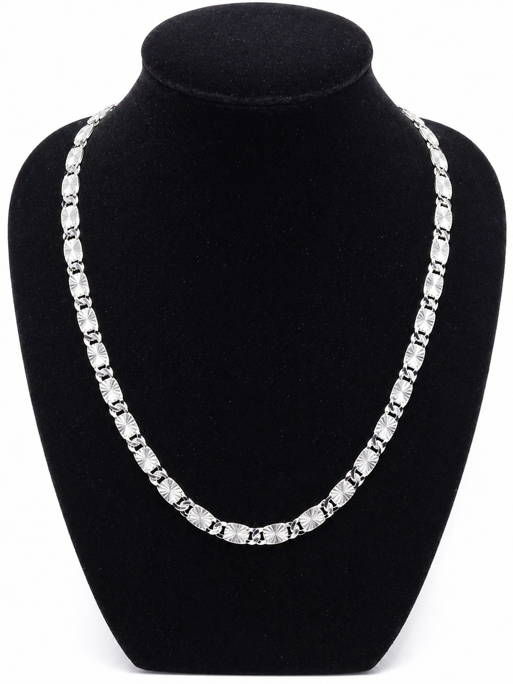 Starburst Engraved Figaro Chain Necklace