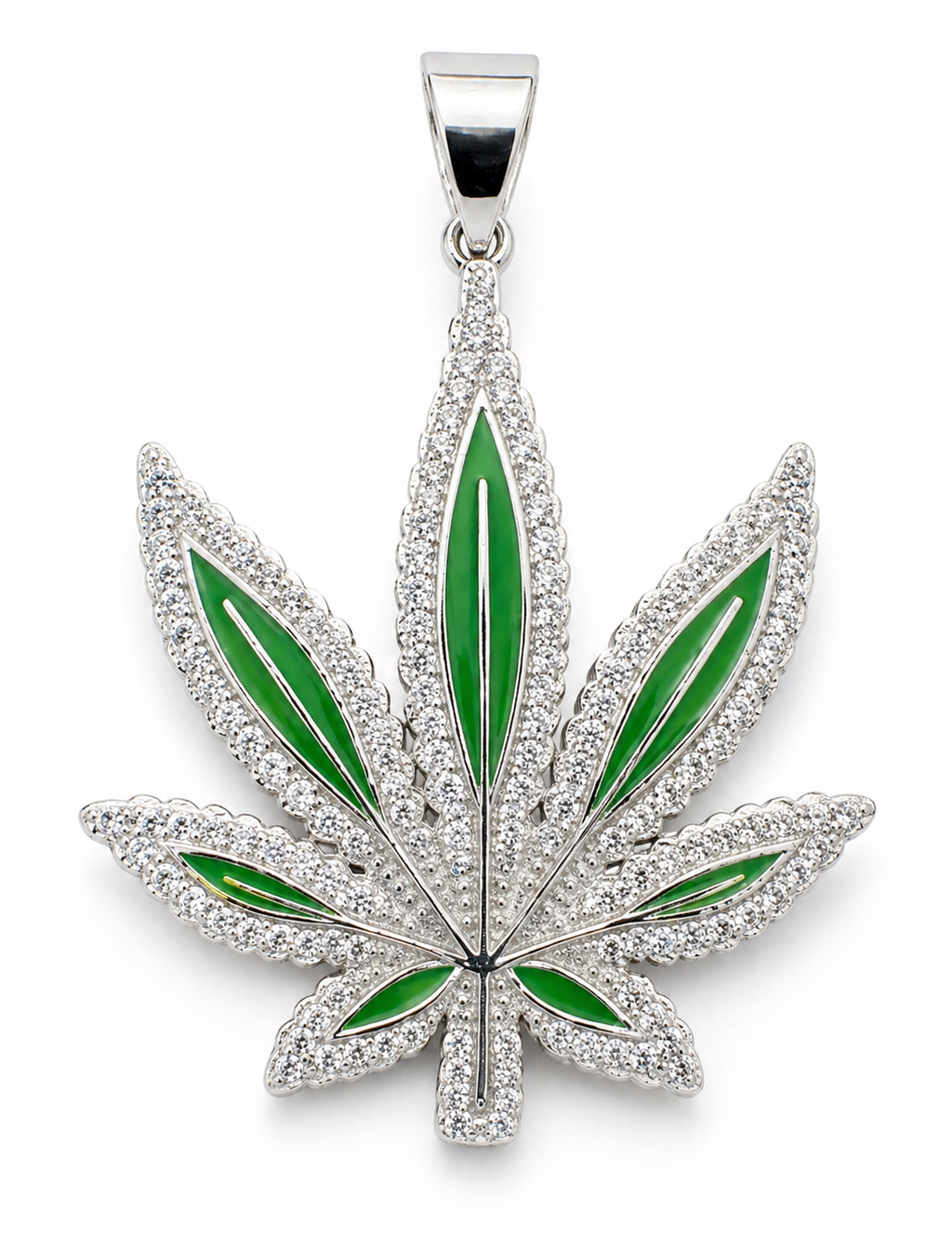 Iced Cannabis Leaf Pendant