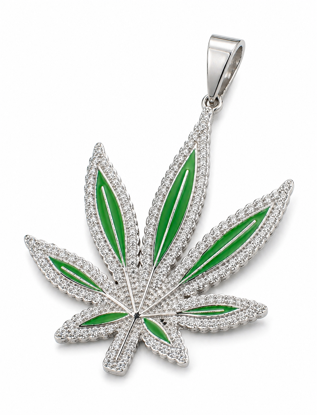 Iced Cannabis Leaf Pendant