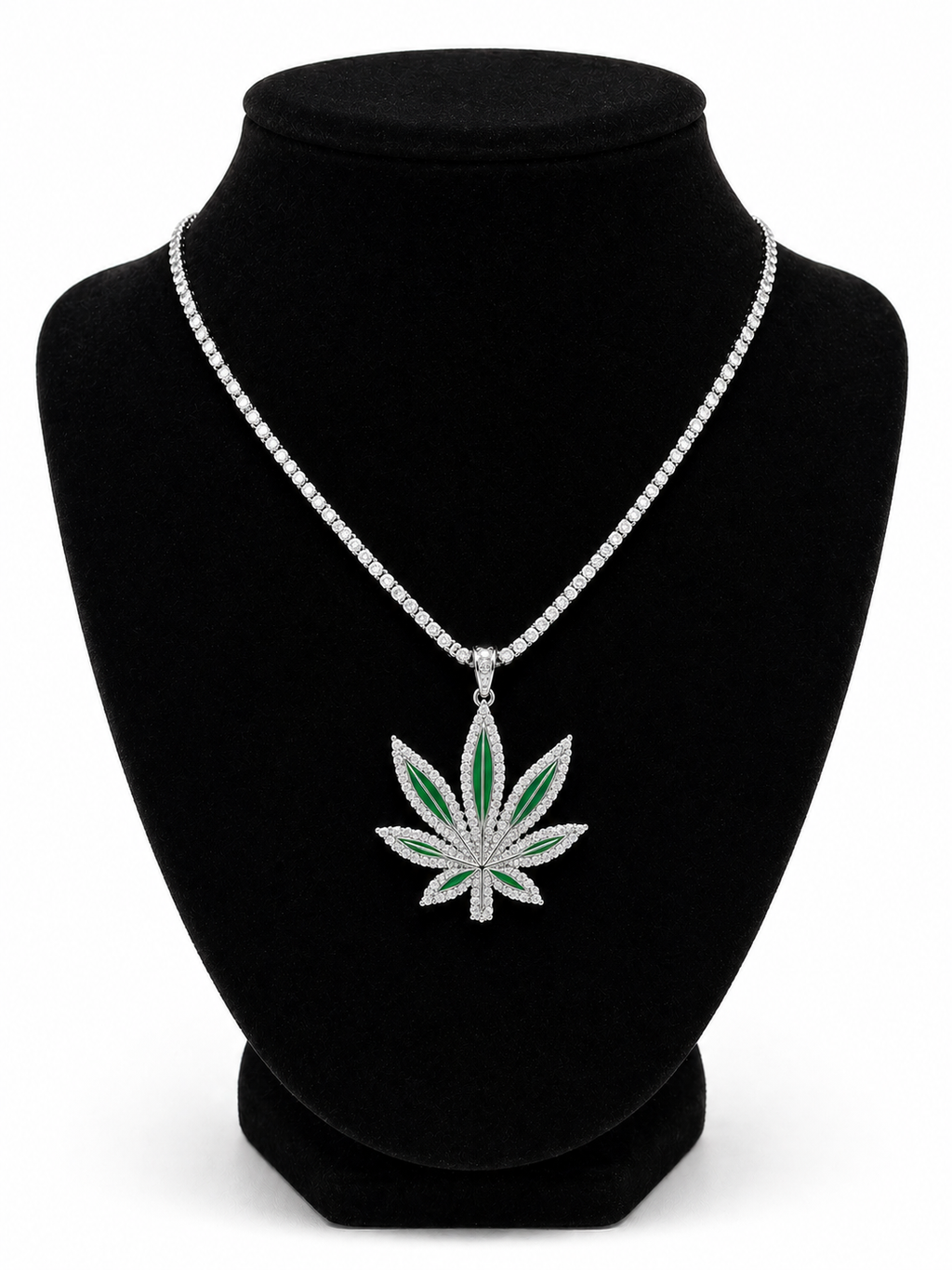 Iced Cannabis Leaf Pendant