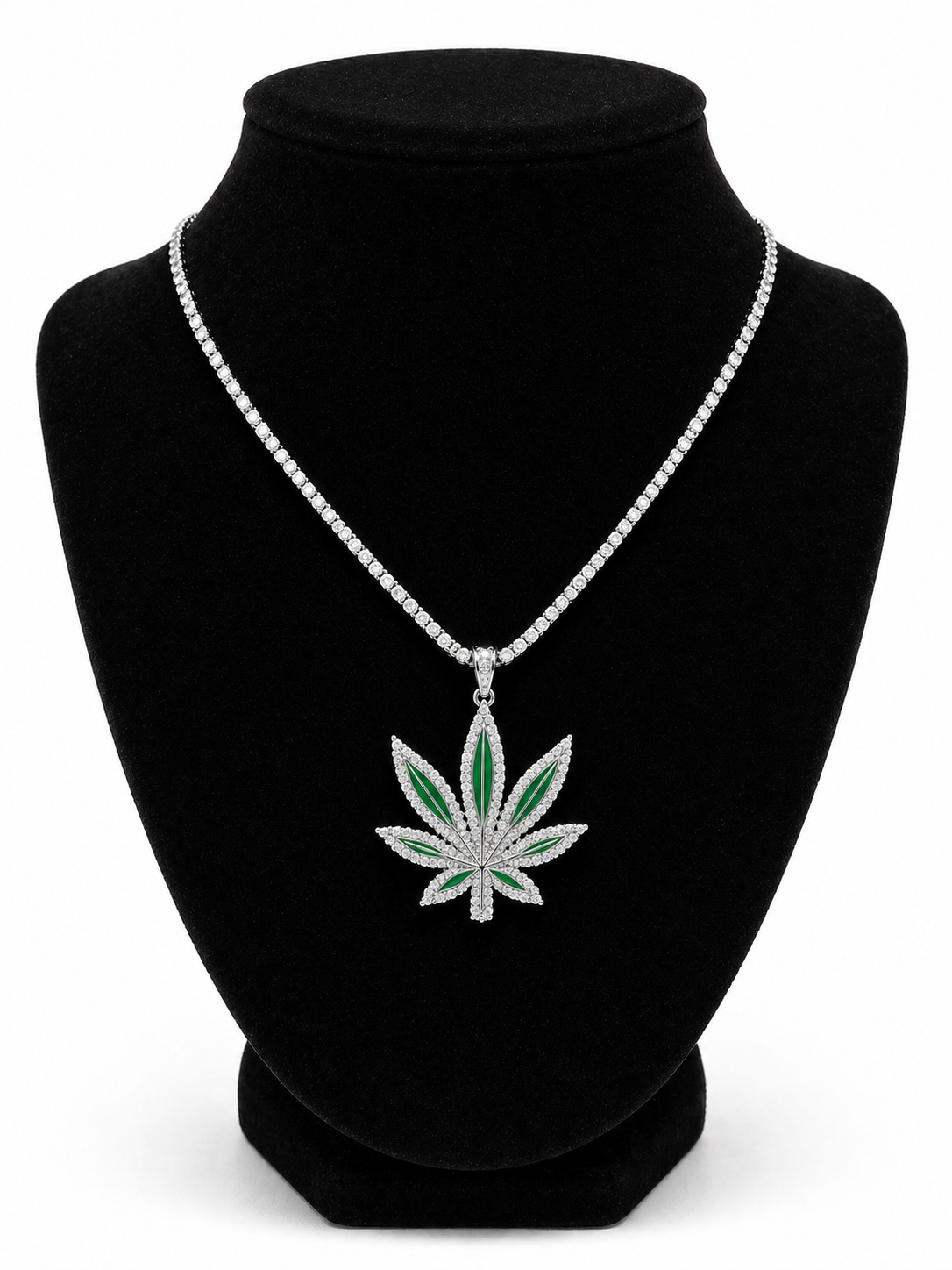 Iced Cannabis Leaf Pendant