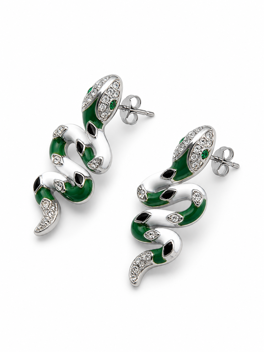 Emerald Coil Snake Stud Earrings