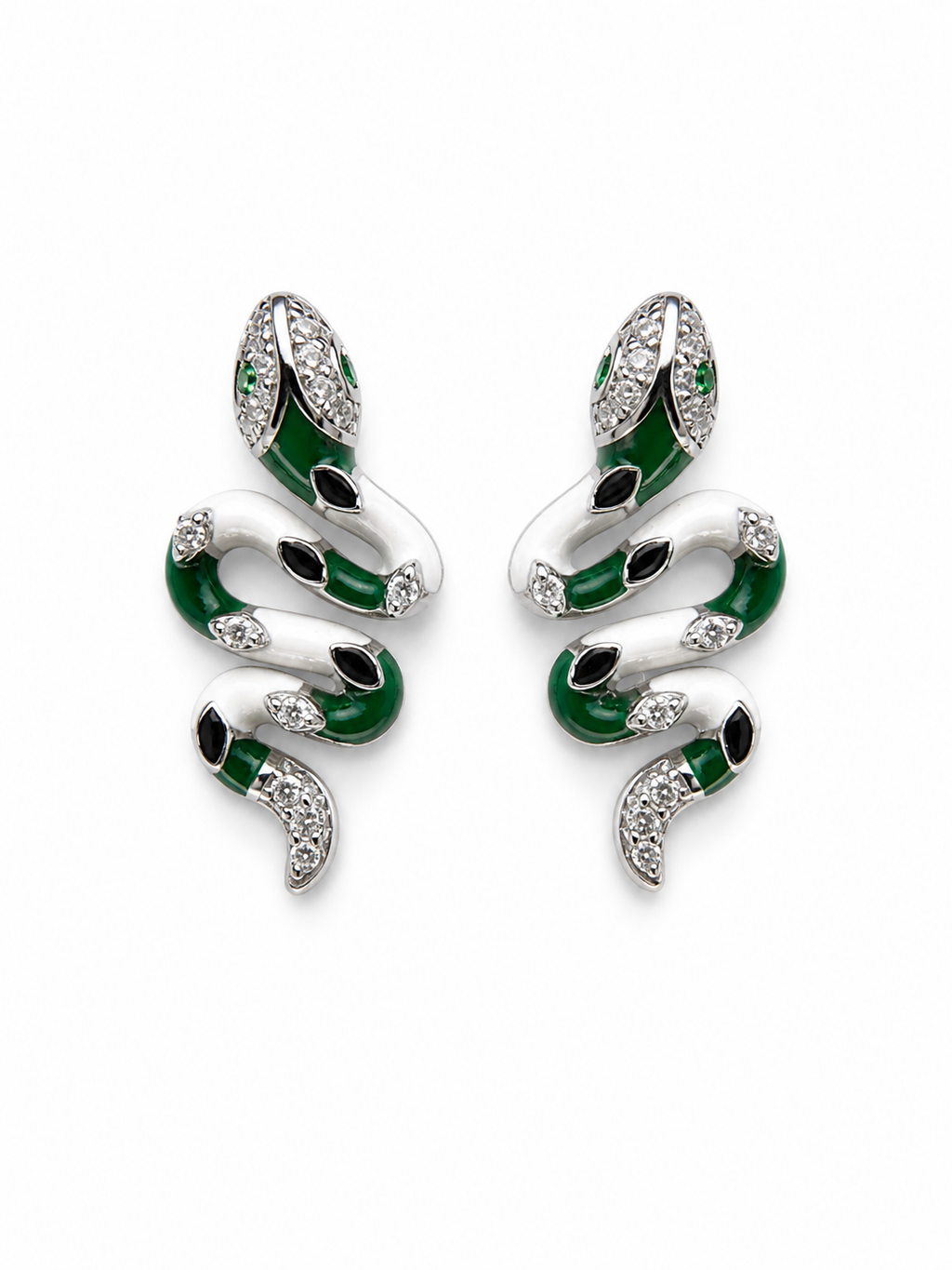 Emerald Coil Snake Stud Earrings