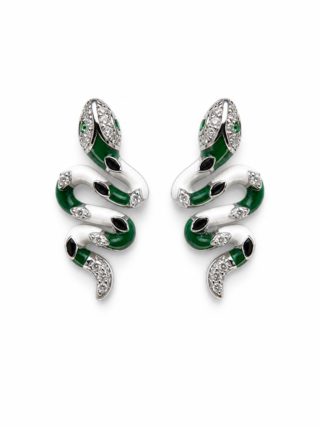 Emerald Coil Snake Stud Earrings