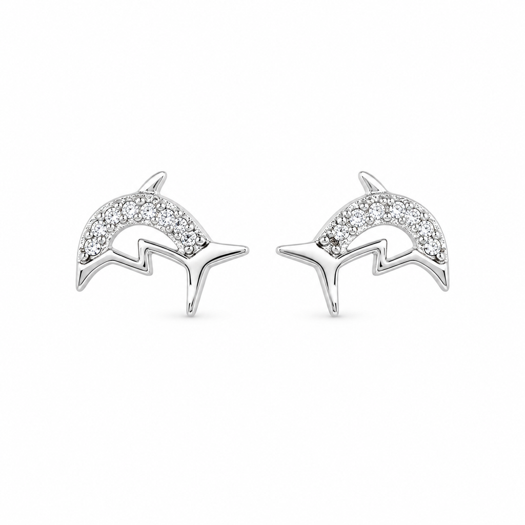 Ocean Glow Dolphin Stud Earrings