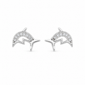 Ocean Glow Dolphin Stud Earrings