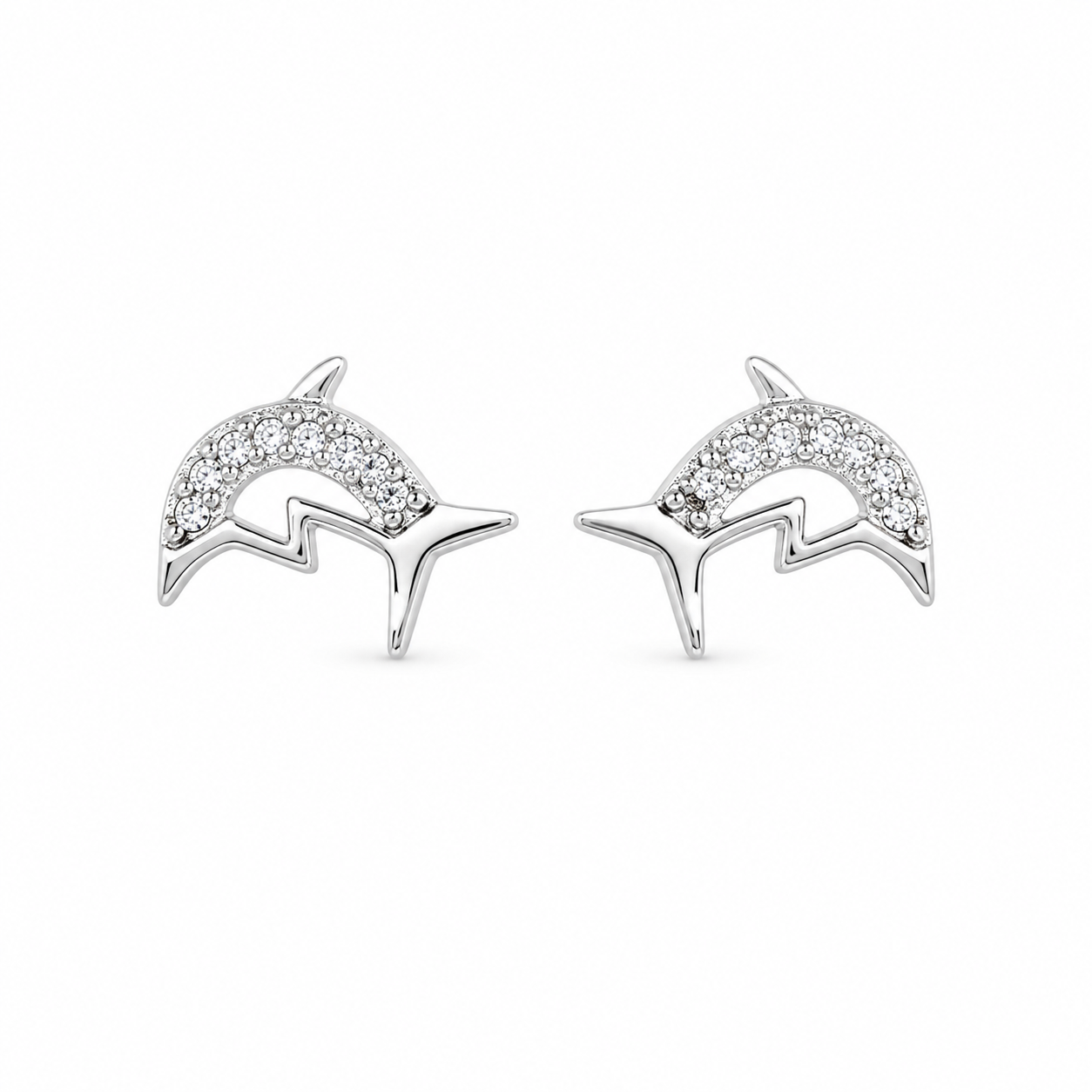 Ocean Glow Dolphin Stud Earrings