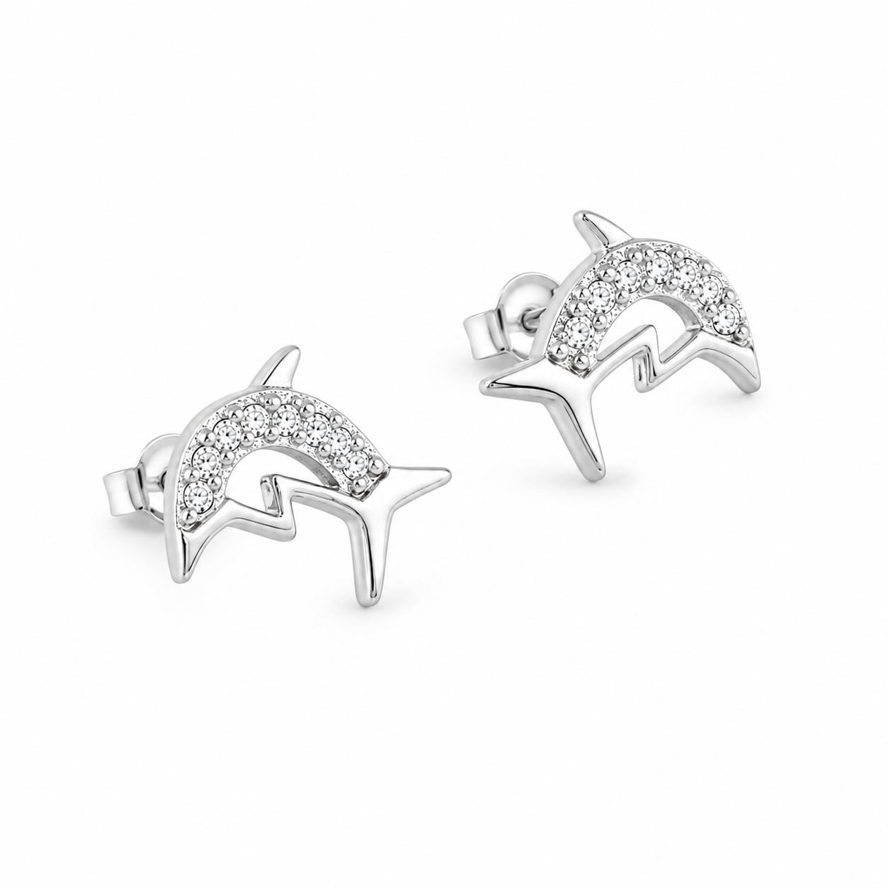 Ocean Glow Dolphin Stud Earrings