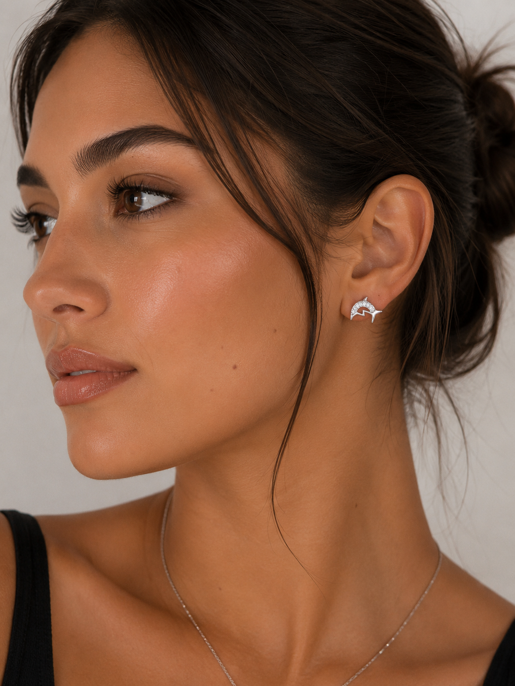 Ocean Glow Dolphin Stud Earrings