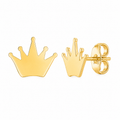 14k Yellow Gold Crown Earrings