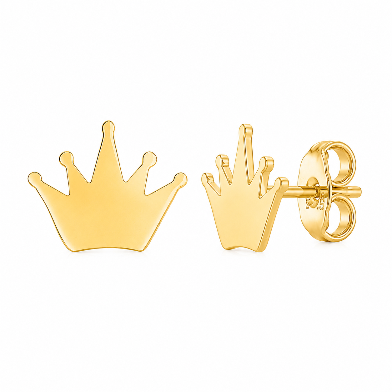 14k Yellow Gold Crown Earrings