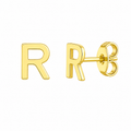 14K Yellow Gold Yours Truly Initial R Stud Earrings