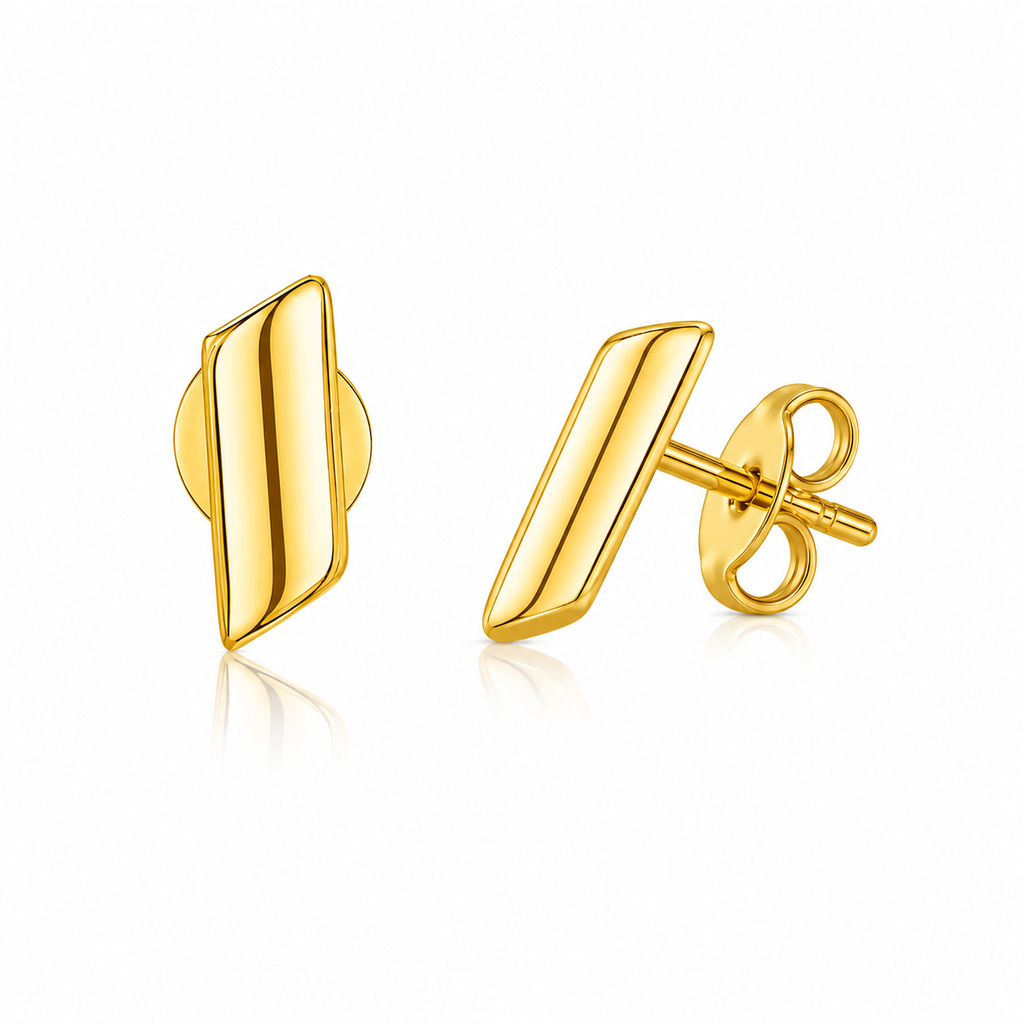 14k Yellow Gold Polished Rectangular Post Earrings