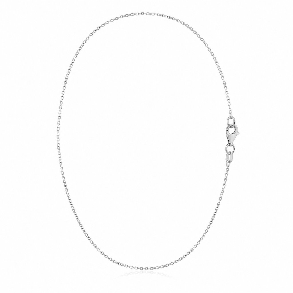 10k White Diamond Cut Cable Link Chain (0.87 mm)