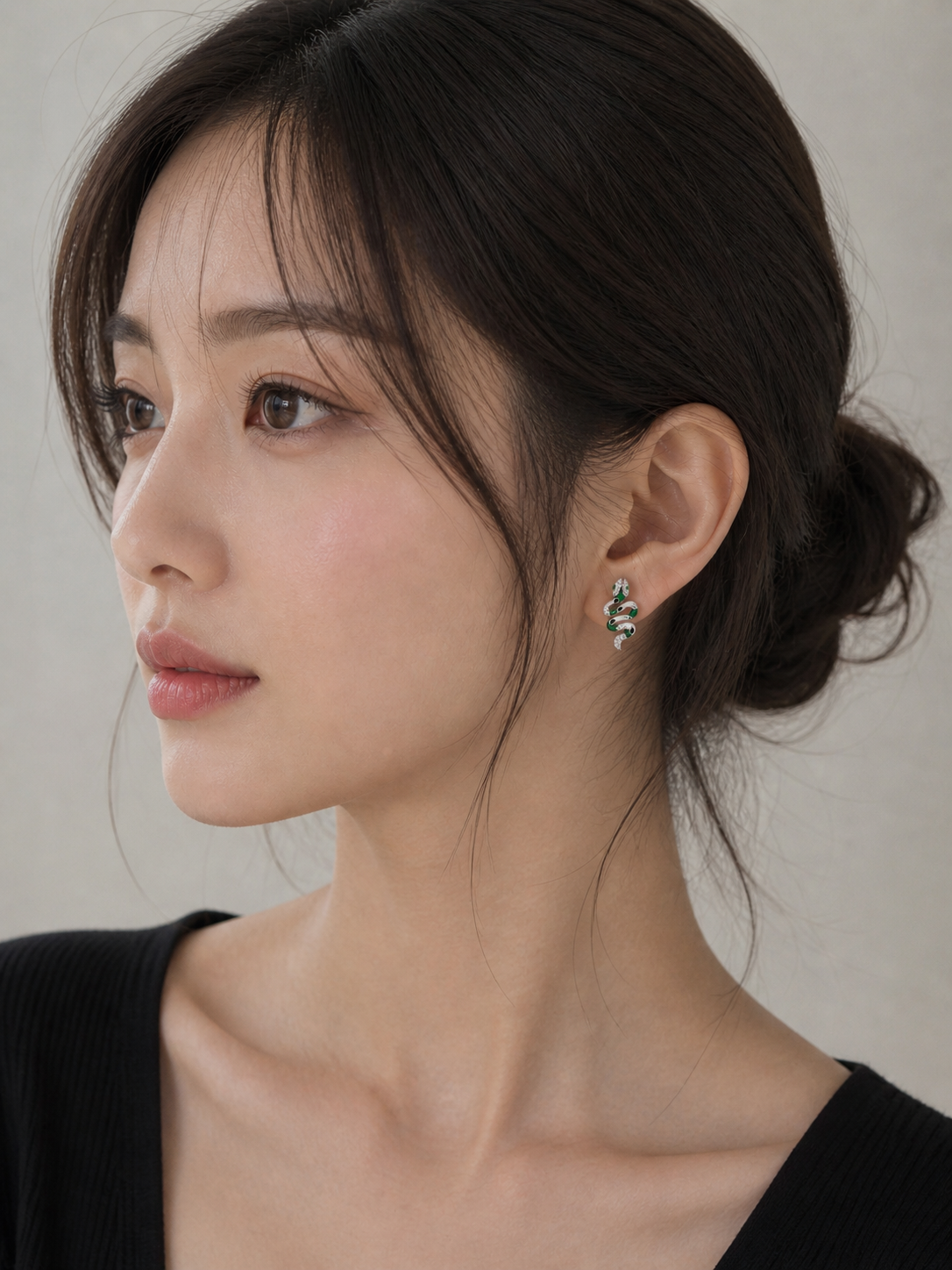 Emerald Coil Snake Stud Earrings