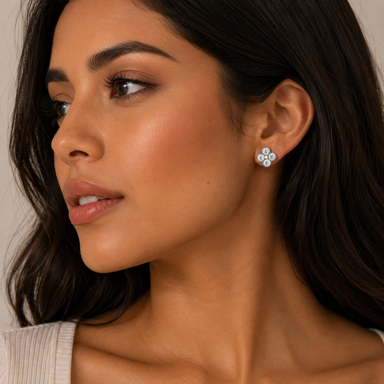 Quatrefoil Moissanite Studs