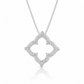 14k White Gold Diamond Cut-out Flower Pendant (1/3 cttw)