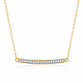 14k Yellow Gold Necklace with Gold and Diamond Bar (1/10 cttw)