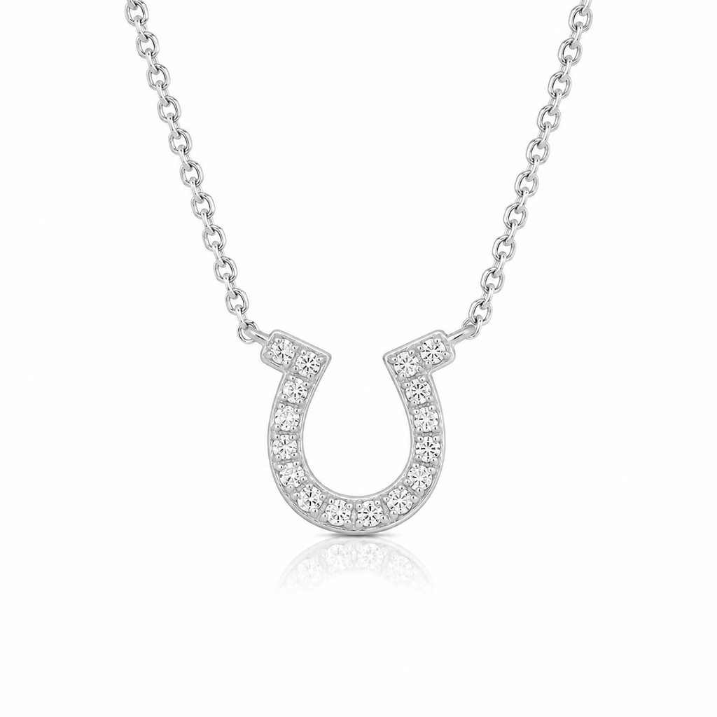 14k White Gold Horseshoe Design Diamond Pendant