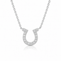14k White Gold Horseshoe Design Diamond Pendant