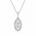 Outer Oval Shaped Two Stone Diamond Pendant in 14k White Gold (5/8 cttw)