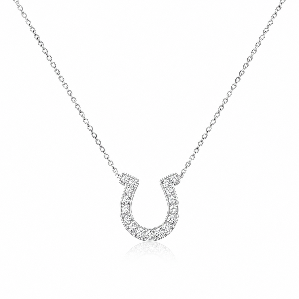 14k White Gold Horseshoe Design Diamond Pendant