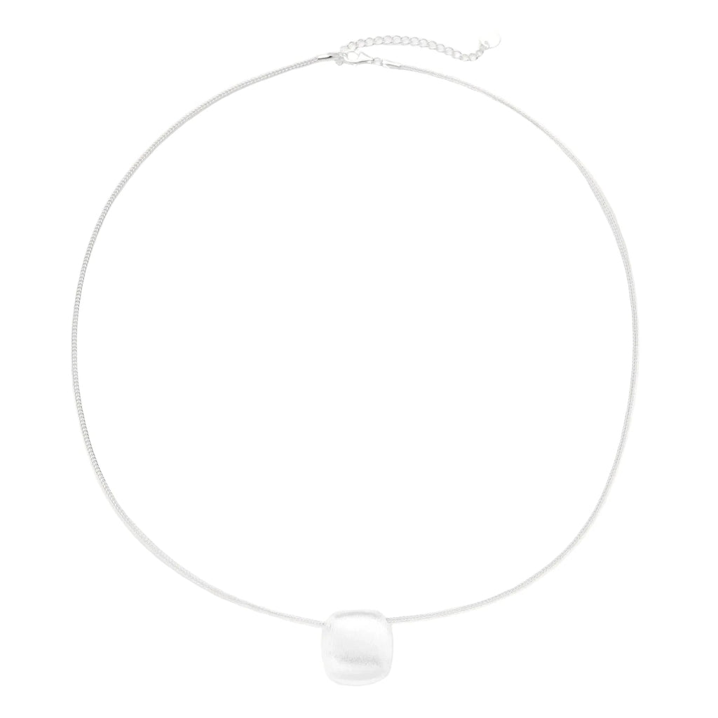 Brushed Silver Disc Necklace